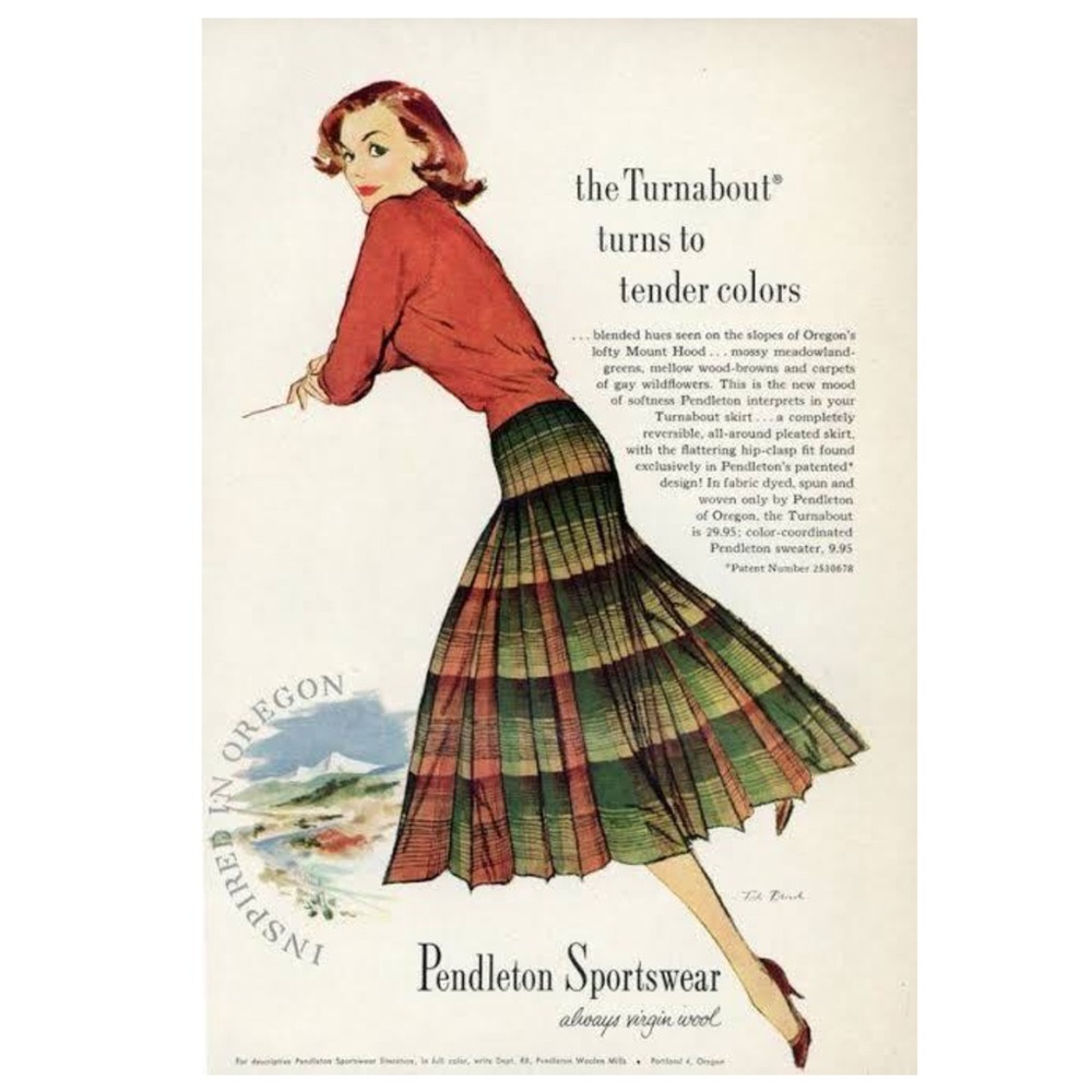 Pendelton Reversible Pleated Tartan Plaid Midi Wool Skirt 1950s Turnabout NWT - Picture 14 of 16